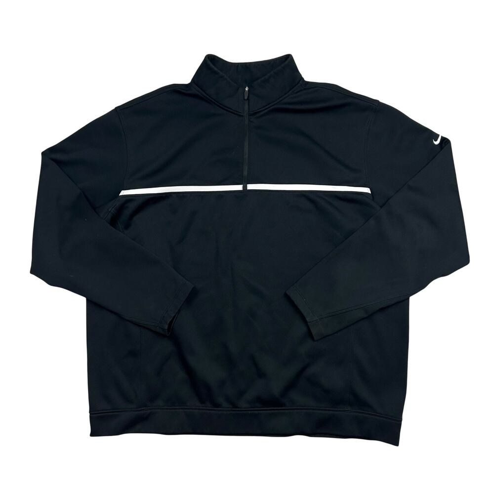 Nike Golf Tour Performance Pullover Mens XL Black Stripe 1/4 Zip Therma Fit